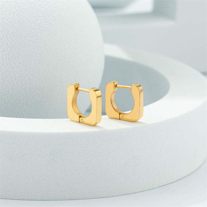 Female ins style golden square ear decoration small gift