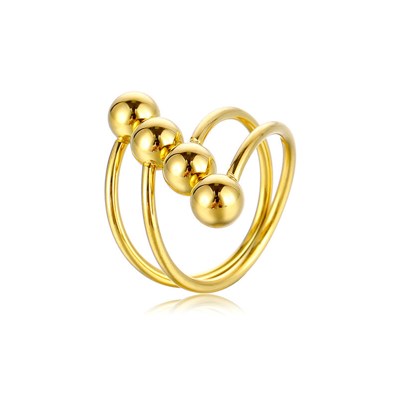 Versatile anello in acciaio inossidabile con design a sfera, anello in acciaio al titanio irregolare geometrico incrociato alla moda, progettato come anello a sfera di dimensioni standard.