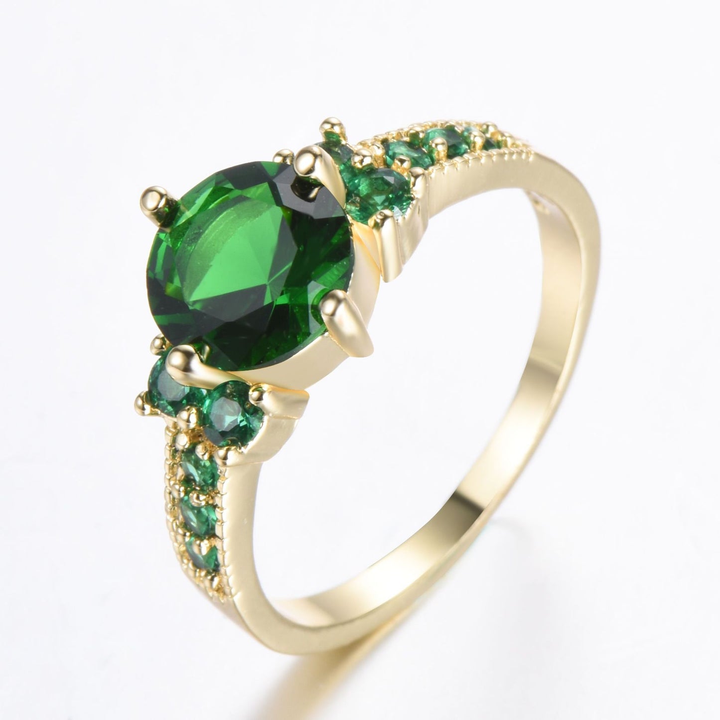 Anello rotondo di alta qualità, semplice e vintage, con quattro punte incastonate con diamanti e zirconi, in stile europeo e americano.