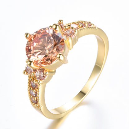 Anello rotondo di alta qualità, semplice e vintage, con quattro punte incastonate con diamanti e zirconi, in stile europeo e americano.