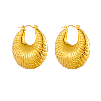 European and American style simple cross-border stainless steel 18K vacuum furnace electroplating thread hollow exaggerated earrings ladies accessories
