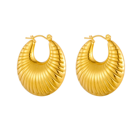 European and American style simple cross-border stainless steel 18K vacuum furnace electroplating thread hollow exaggerated earrings ladies accessories