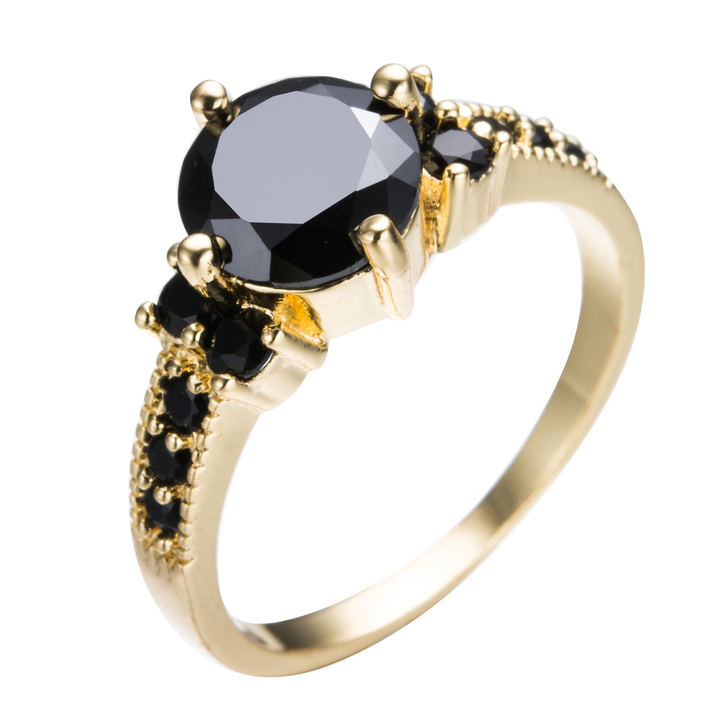Anello rotondo di alta qualità, semplice e vintage, con quattro punte incastonate con diamanti e zirconi, in stile europeo e americano.