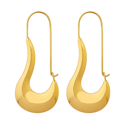 Simple texture earrings titanium steel geometric female white-collar new national trend metal jewelry niche exaggerated earrings ear studs