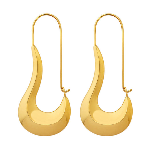 Simple texture earrings titanium steel geometric female white-collar new national trend metal jewelry niche exaggerated earrings ear studs