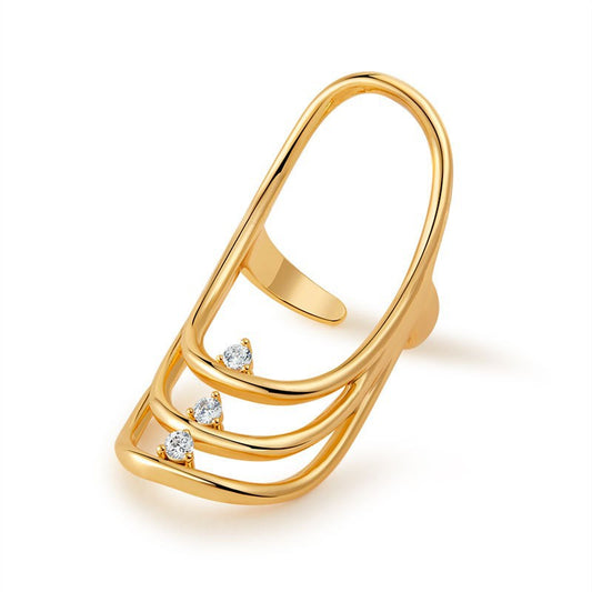 European and American minimalist cold style titanium steel women's ring with 18K vacuum plating