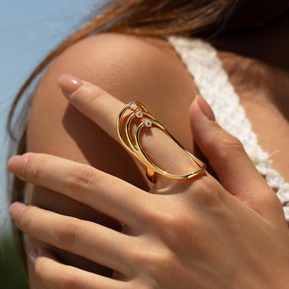 European and American minimalist cold style titanium steel women's ring with 18K vacuum plating