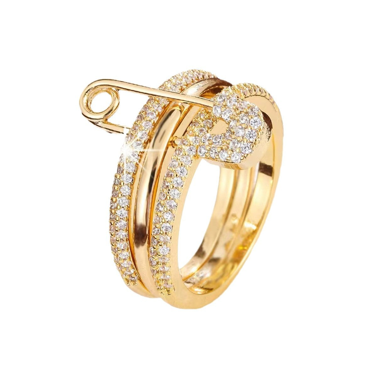 Anello staccabile in acciaio al titanio tricolore per donna, personalizzato con pietra di zirconia micro-incastonata, anello a spillo