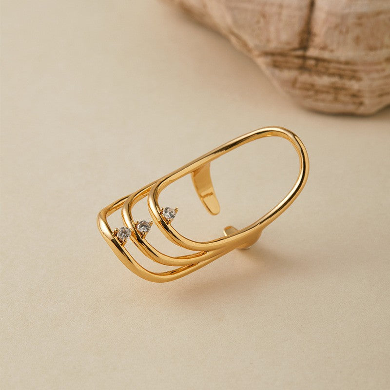 European and American minimalist cold style titanium steel women's ring with 18K vacuum plating