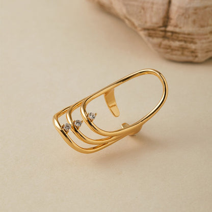 European and American minimalist cold style titanium steel women's ring with 18K vacuum plating